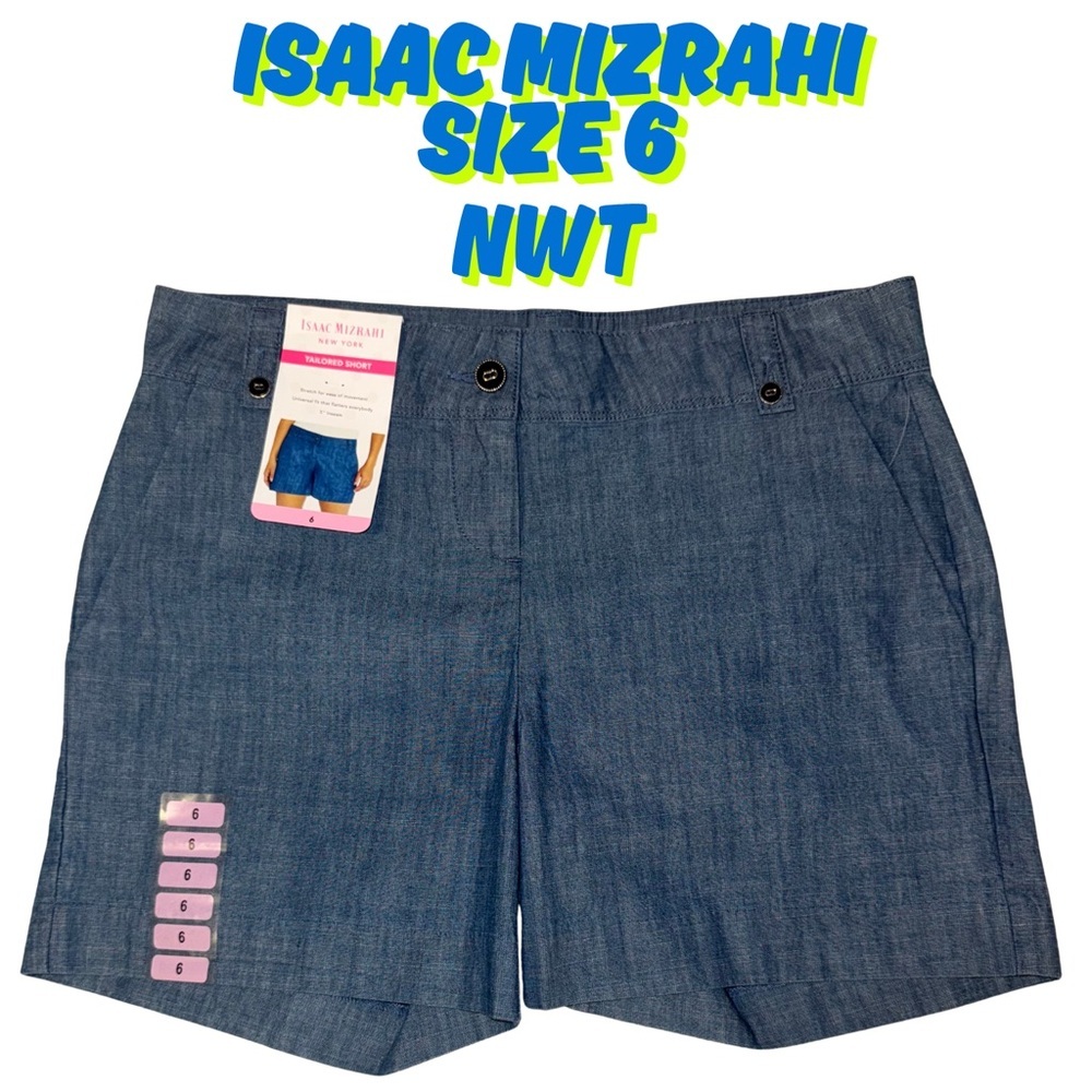 NWT Isaac Mizrahi New York Tailored Shorts Chambray Size 6